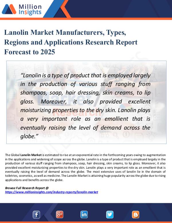 Lanolin Market Manufacturers, Types, Regions 2025