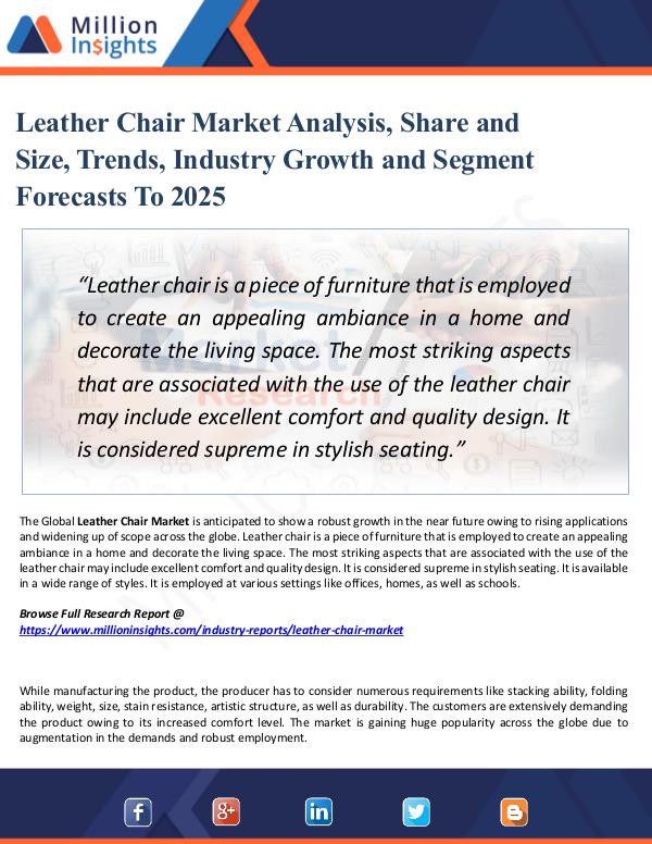 Market New Research Leather Chair Market Analysis, Share and Size 2025