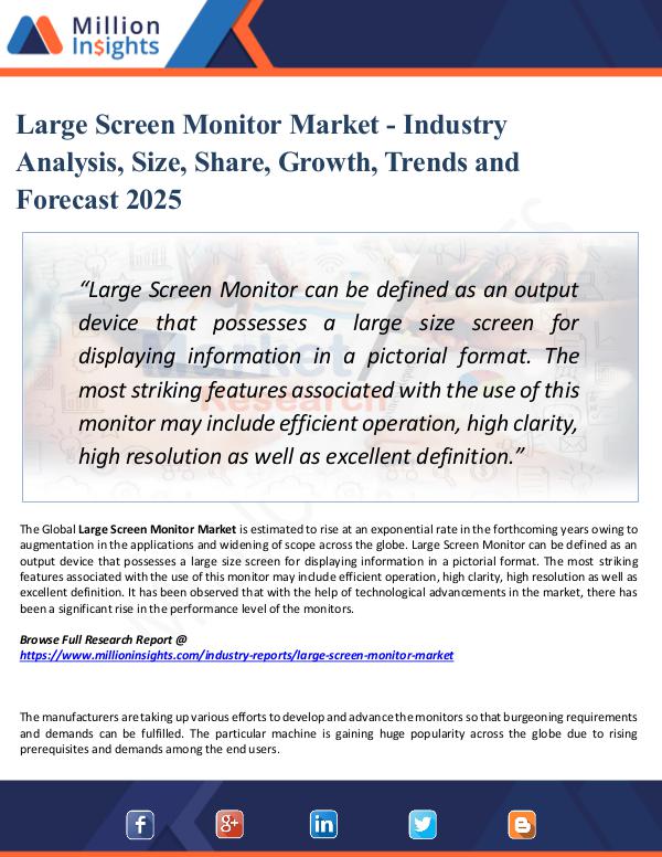 Large Screen Monitor Market - Industry Analysis