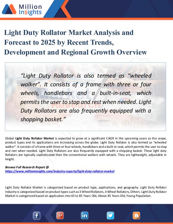 Market Updates Light Duty Rollator Market Analysis and Forecast