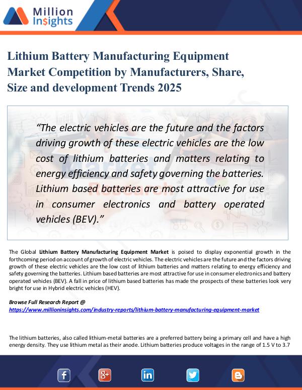 Market Updates Lithium Battery Manufacturing Equipment Market