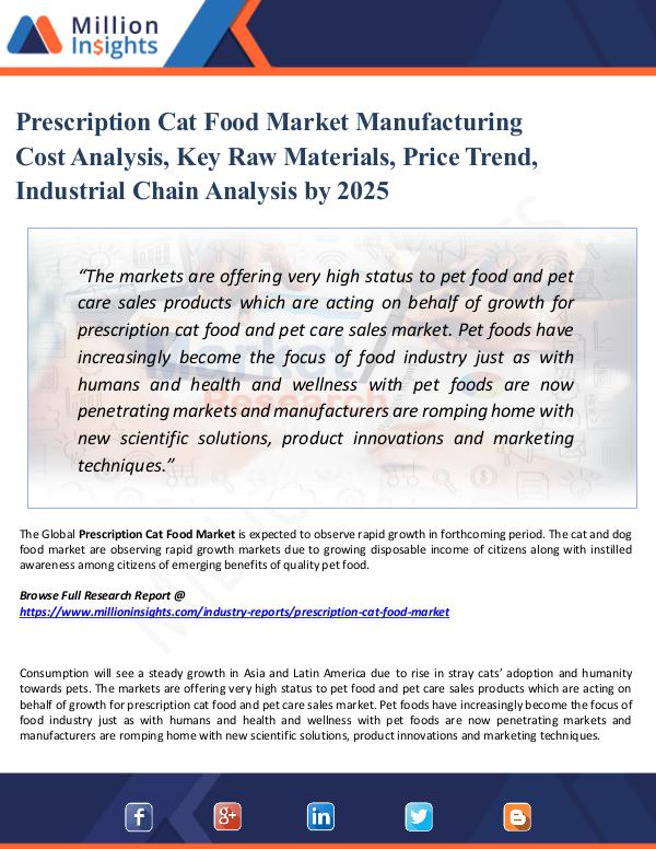 Market Share's Prescription Cat Food Market Manufacturing Cost