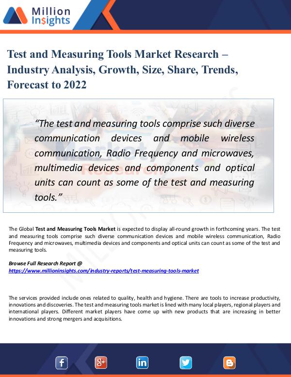 Market Share's Test and Measuring Tools Market Research – 2022