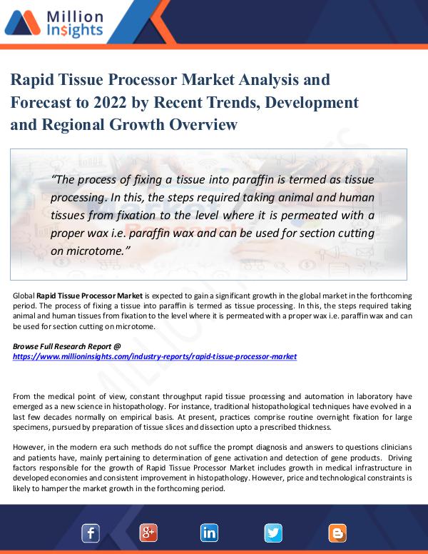 Rapid Tissue Processor Market Analysis 2022