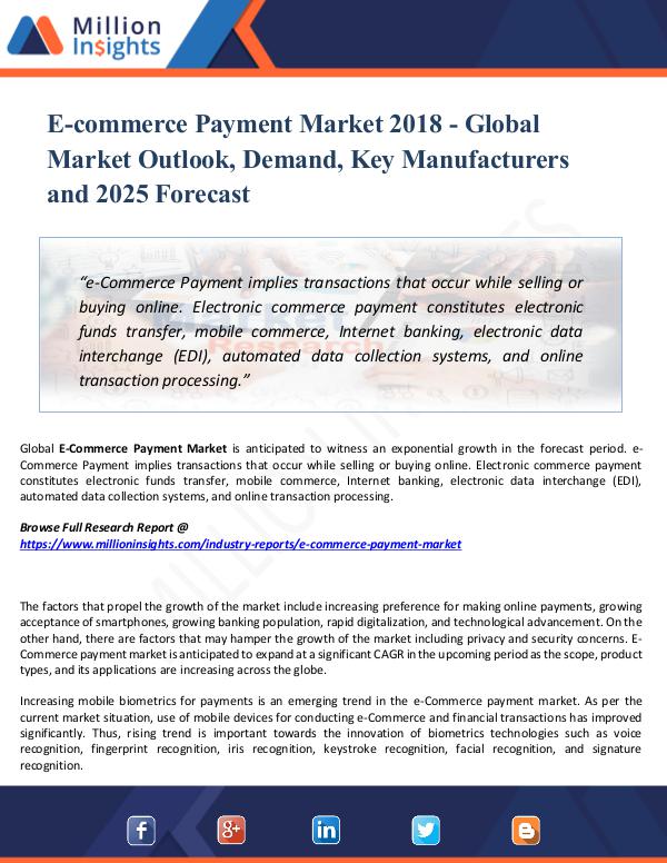 E-commerce Payment Market 2018 - Global Outlook