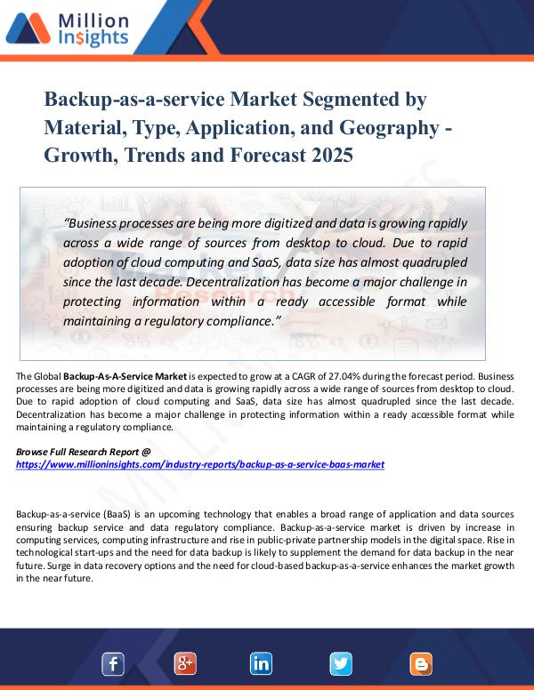 Market Updates Backup-as-a-service Market Segmented by Material