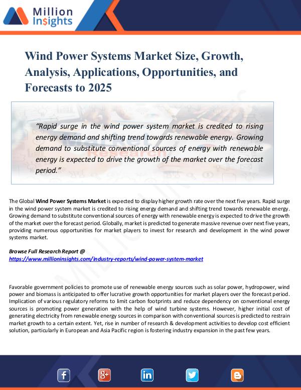 Market Updates Wind Power Systems Market Size, Growth, Analysis,