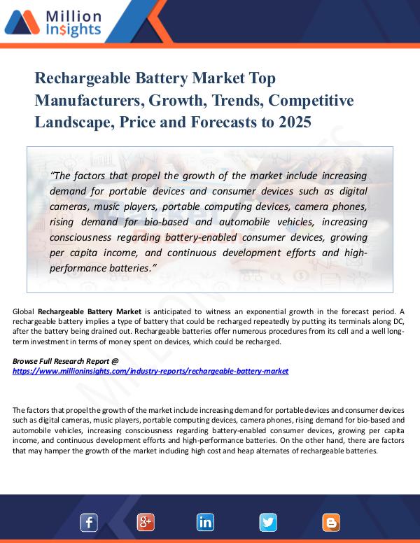 Market Updates Rechargeable Battery Market Top Manufacturers,