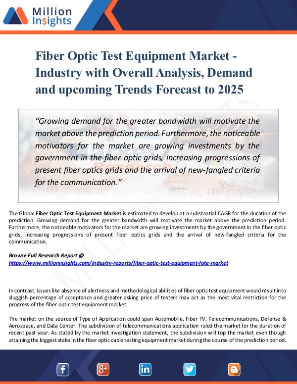 Market Updates Fiber Optic Test Equipment Market - Industry 2025