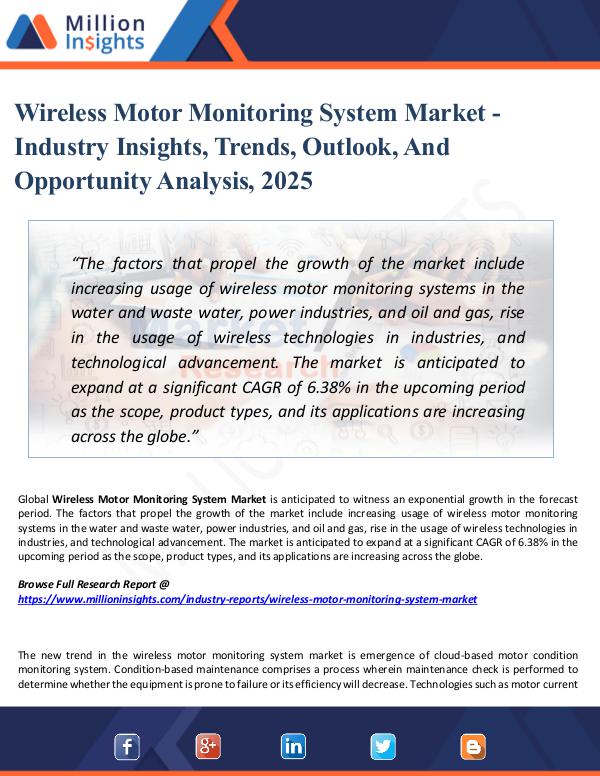 Market Updates Wireless Motor Monitoring System Market - Industry