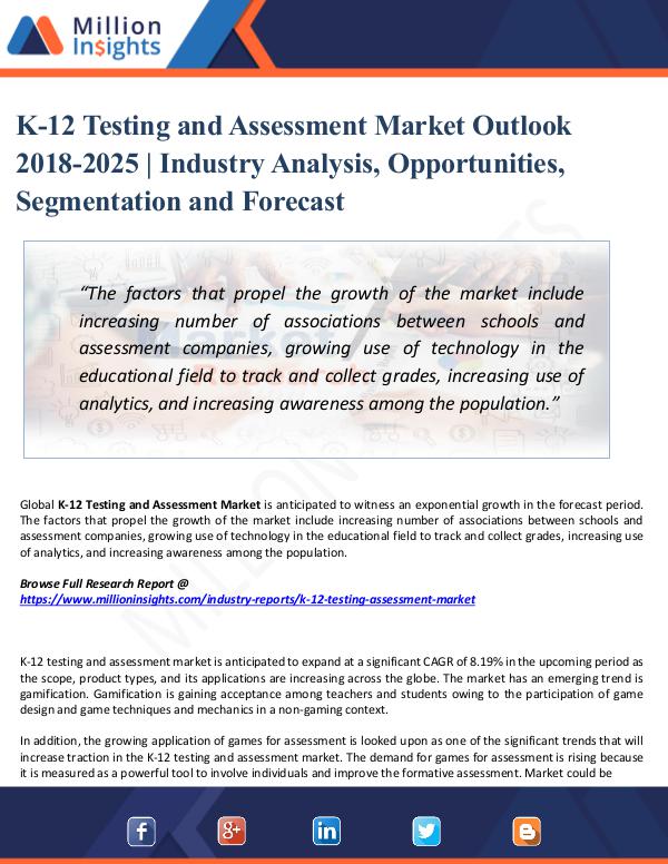 Market Updates K-12 Testing and Assessment Market Outlook 2025