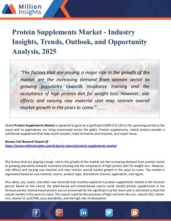 Protein Supplements Market - Industry Insights,