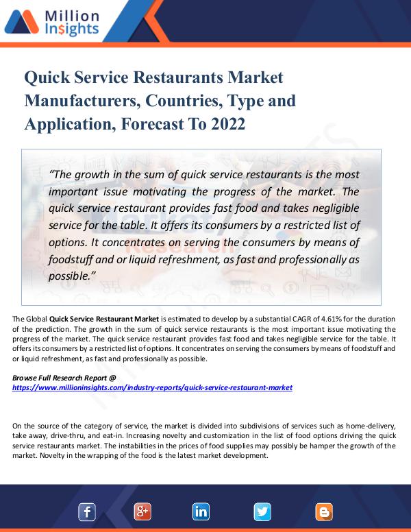 Market New Research Quick Service Restaurants Market Manufacturers,