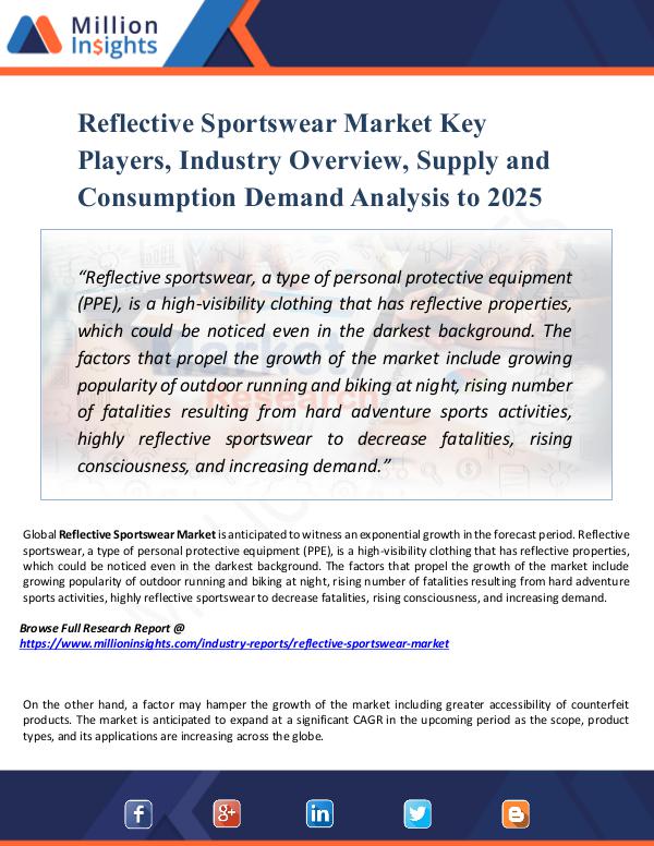 Reflective Sportswear Market Key Players, Industry