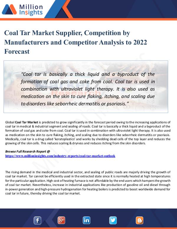 Chemical Market ShareAnalysis Coal Tar Market Supplier, Competition by Manufactu