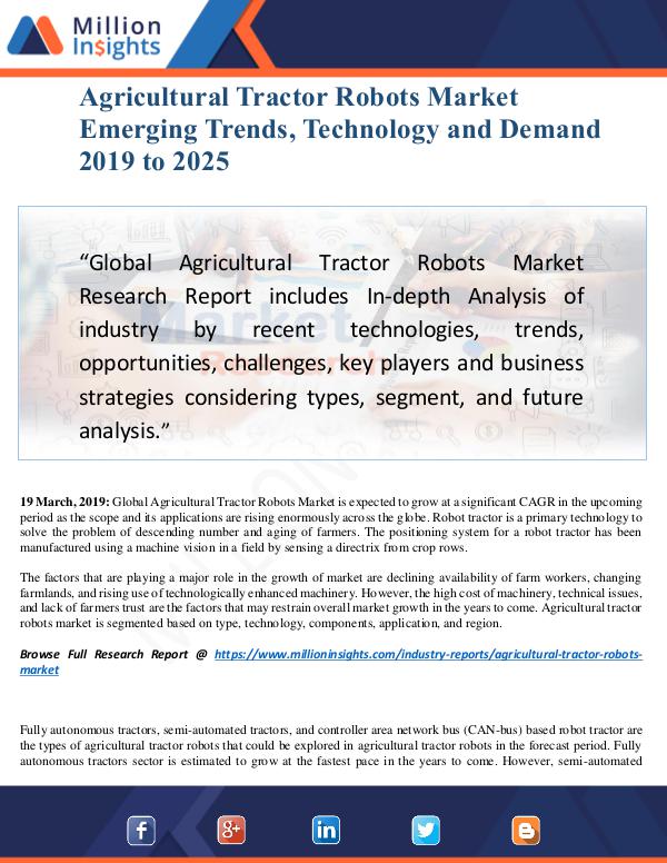 MarketReports Agricultural Tractor Robots Market Size Analysis,