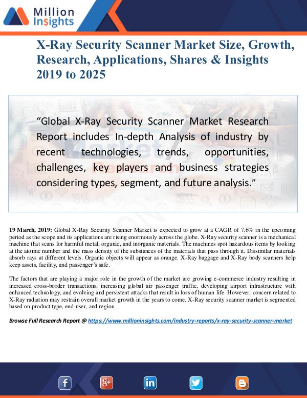 X-Ray Security Scanner Market Size Analysis, Segme