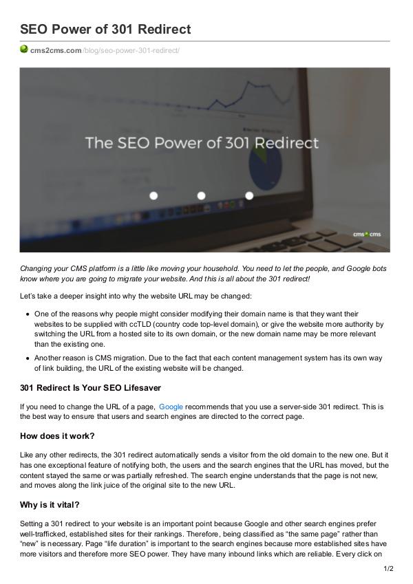 Seo Power of 301 Redirect