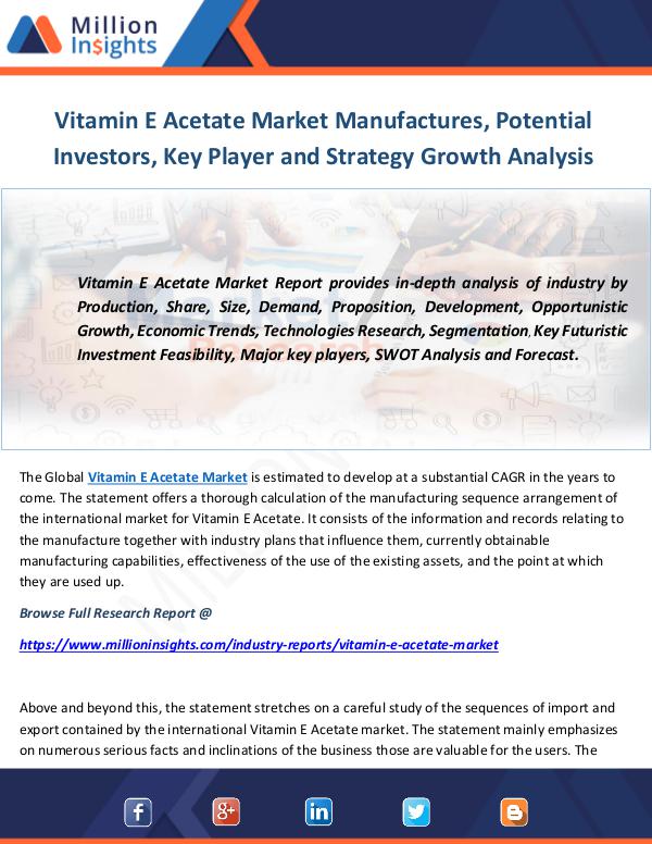 Industry and News Vitamin E Acetate Market