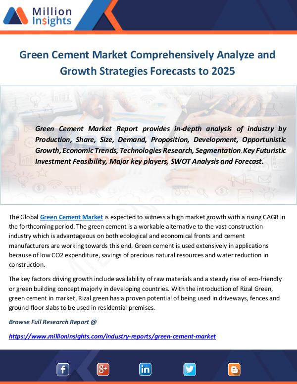 Industry and News Green Cement Market