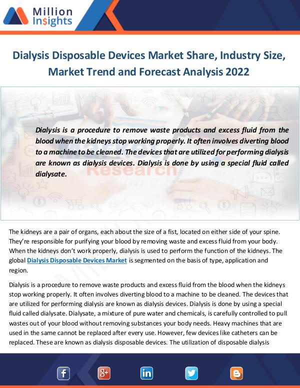 Industry and News Dialysis Disposable Devices Market