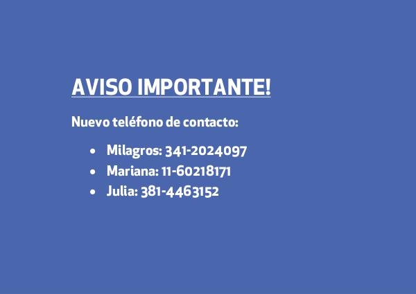 Cambio de teléfono de contacto AVISO IMPORTANTE