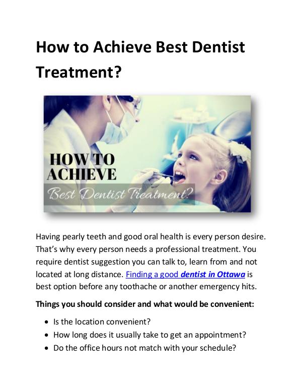 How to Achieve Best Dentist Treatment? How to Achieve a Good Dentist Treatment