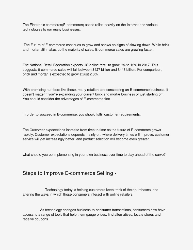 Steps to Improve E-commerce Selling Steps to Improve E-commerce Selling