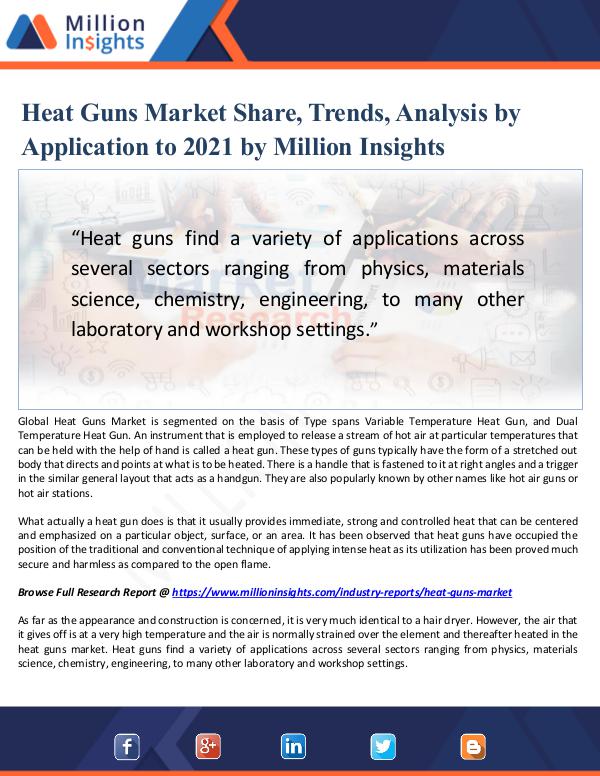 Heat Guns Market Share, Trends, Analysis by 2021