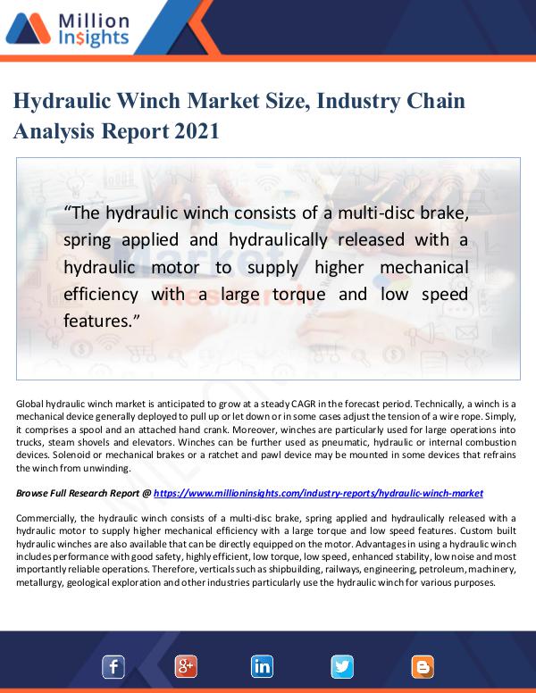 Hydraulic Winch Market Size, Industry chain 2021