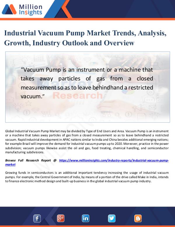 Industrial Vacuum Pump Market Trends,Analysis 2021