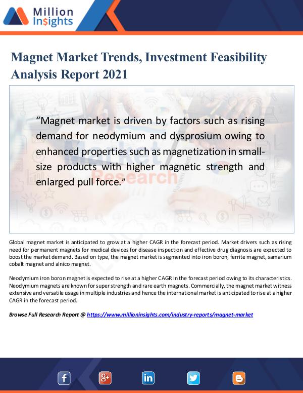 Magnet Market Trends, Investment Feasibility 2021