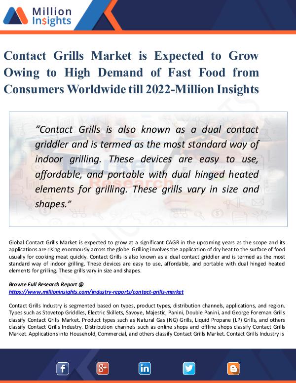 Contact Grills Market Size & Share, 2017