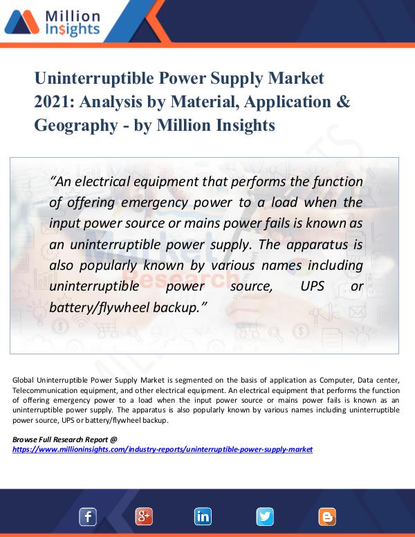 Uninterruptible Power Supply Market 2021 -Analysis