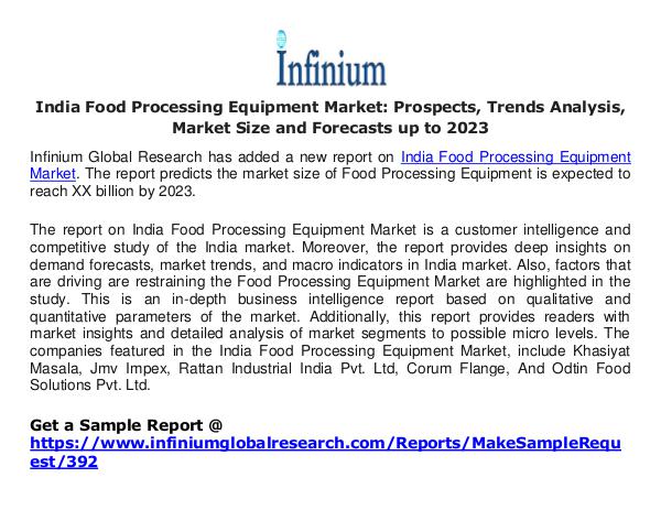 India Food Processing Equipment Market - Infinium