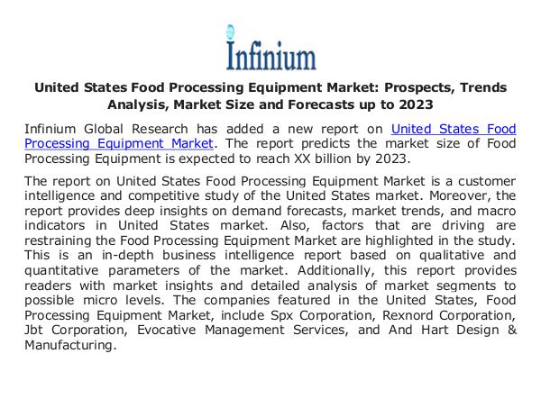 United States Food Processing Equipment Market - I