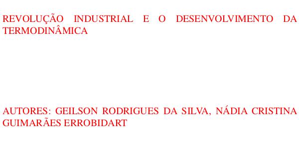 Revolução Industrial e Termodinâmica Revolução Industrial e  termodinâmica