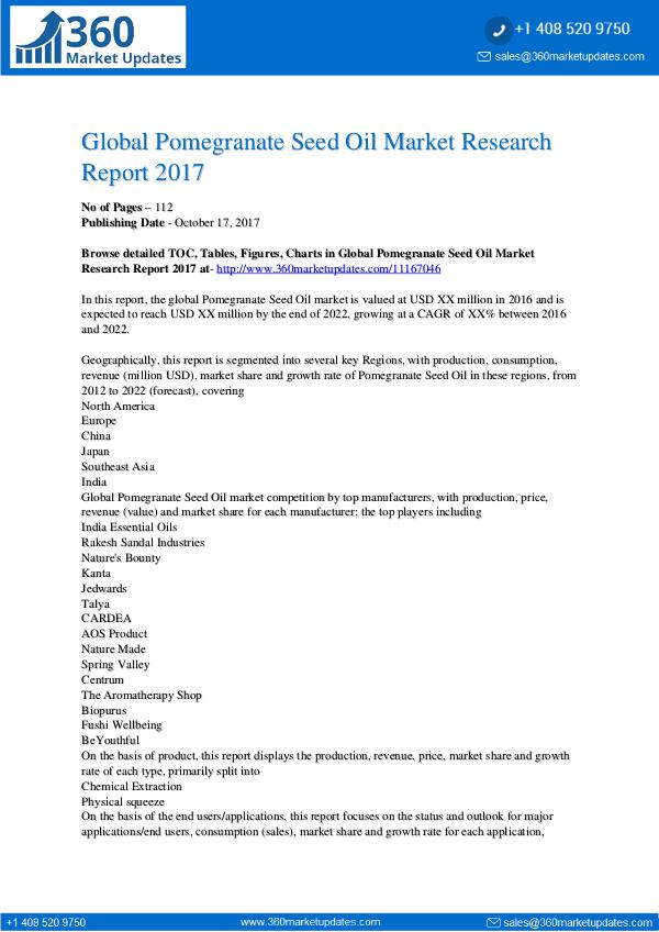 Global Pomegranate Seed Oil Market Research Report