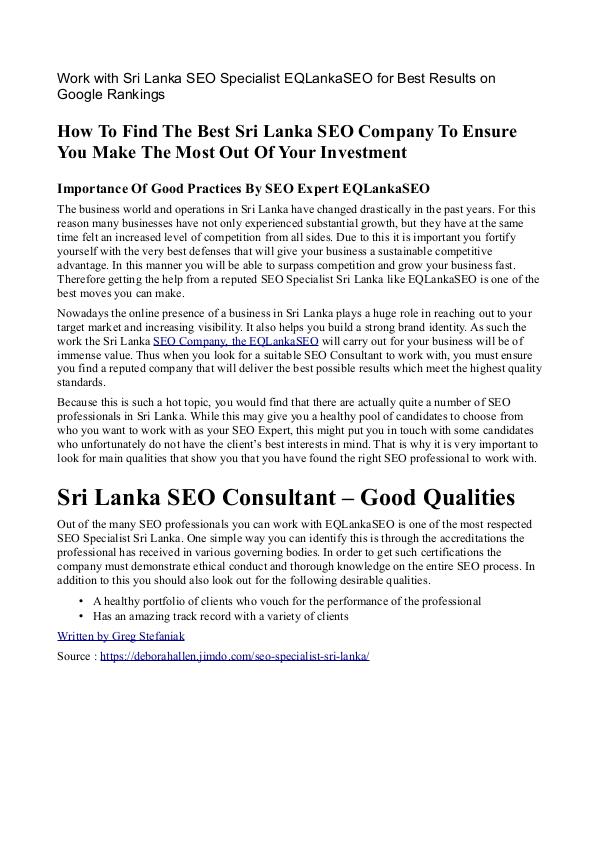 Work with Sri Lanka SEO Specialist EQLankaSEO Work with Sri Lanka SEO Specialist EQLankaSEO