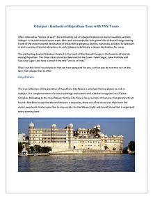 Udaipur : Kashmir of Rajasthan Tour with VNV Tours