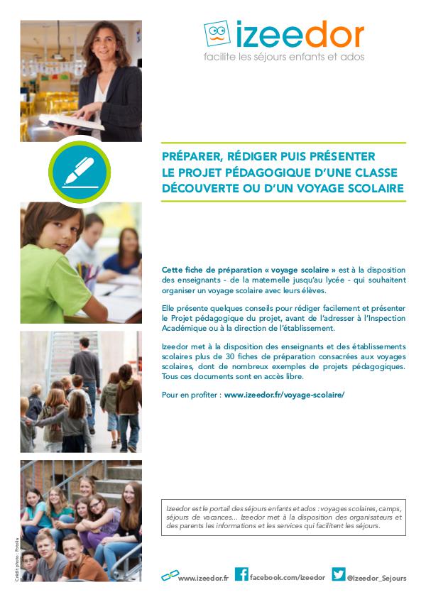 IZEEDOR Préparer projet pédagogique voyage scolaire