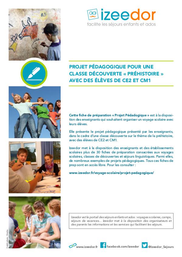 IZEEDOR Projet pédagogique voyage de classe préhistoire