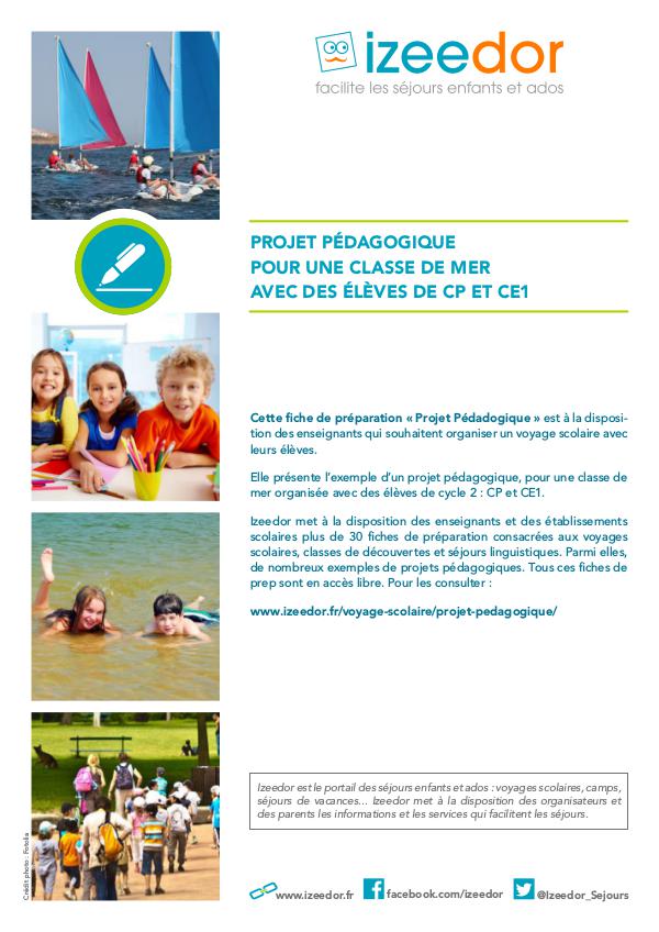 IZEEDOR Dossier pédagogique de classe de mer en CP et CE1