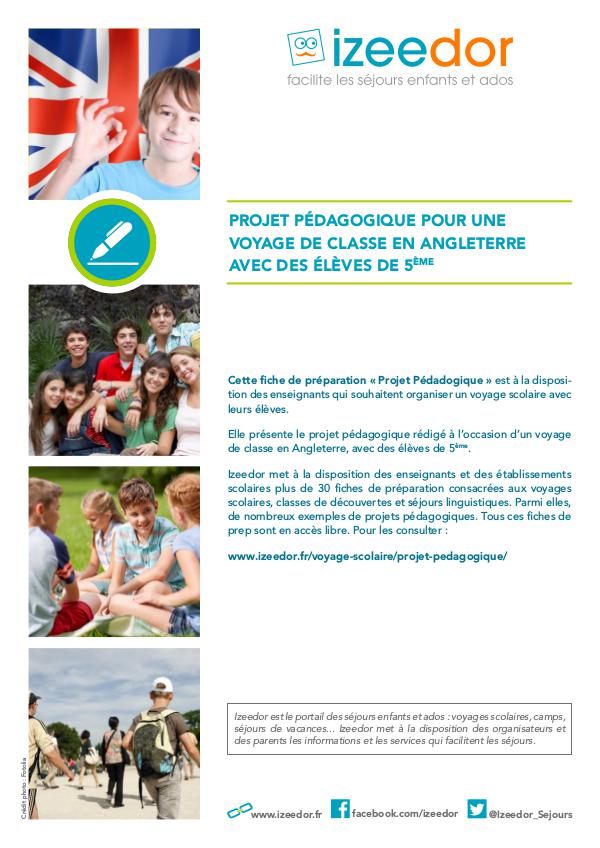 IZEEDOR Projet pédagogique voyage scolaire en Angleterre d