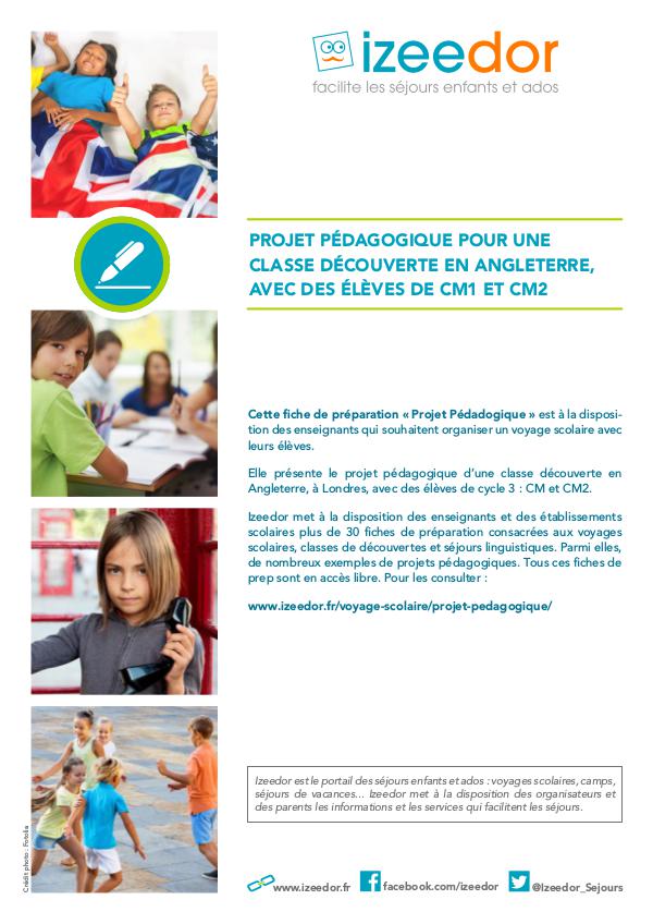 IZEEDOR Projet péda classe découverte Angleterre CM1 CM2