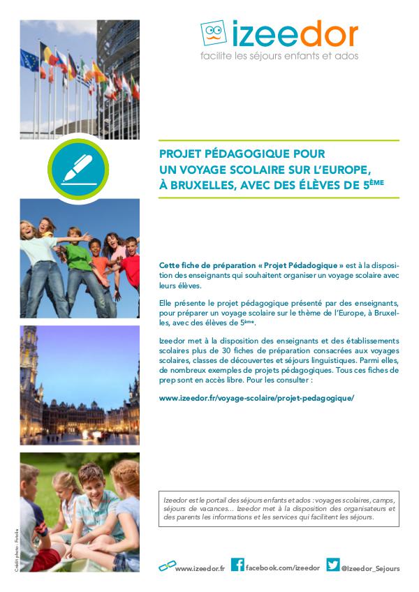 IZEEDOR Projet pour voyage scolaire à Bruxelles sur Europe