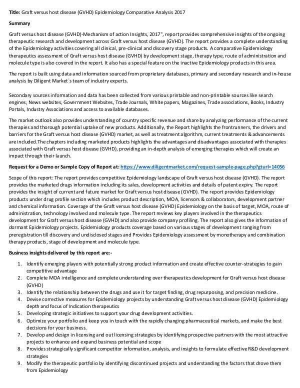 Graft versus host disease (GVHD) Epidemiology Comp