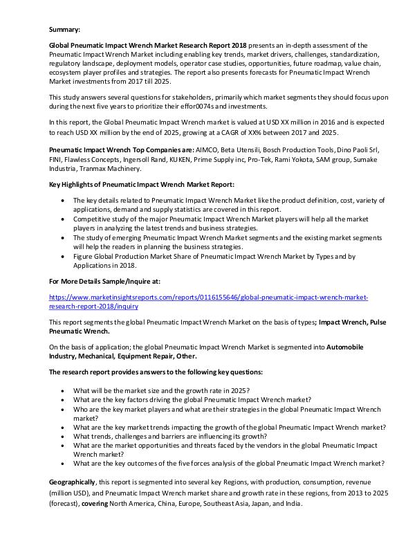 Market Research Pneumatic Impact Wrench Market Analysis 2018 by Re