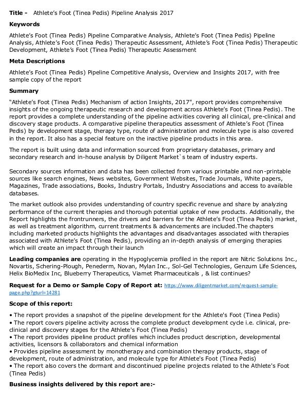 Axial Spondyloarthritis Pipeline Rising Demand 2017 Athlete's Foot (Tinea Pedis) - Pipeline Insight, 2