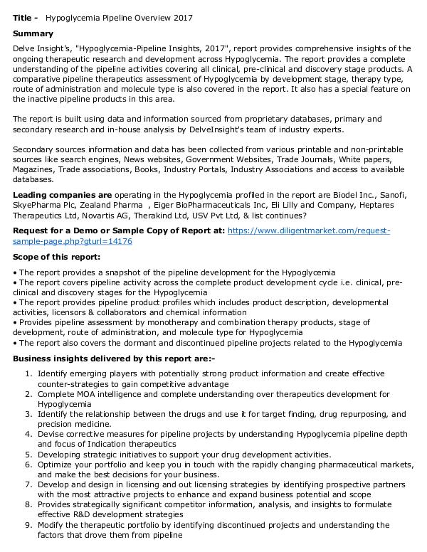 Hypoglycemia - Pipeline Insight, 2017 - Copy